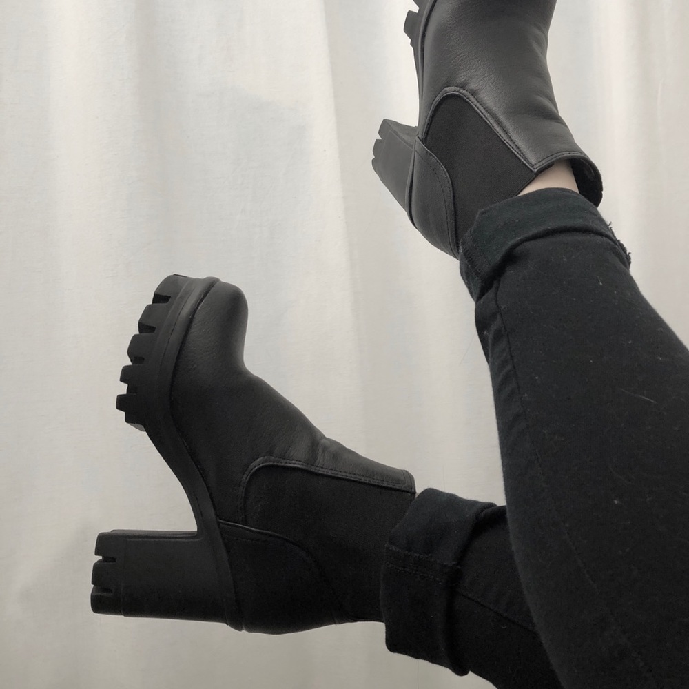 Platform Chelsea Boots w/ Block Heel